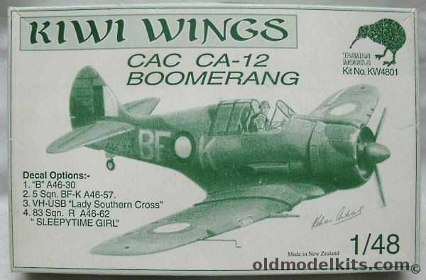 Tasman 1/48 CAC CA-12 Boomerang - 'B' A46-30 / 5th Sq BF-K A46-57 / VH-USB 'Lady Southern Cross' / 83rd Sq R A46-62 'Sleepy Time Girl', KW4801 plastic model kit